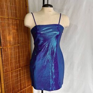 Y2K metallic purple and blue mini dress